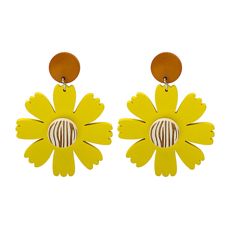 Pendientes de flores de color de contraste al por mayor de contraste